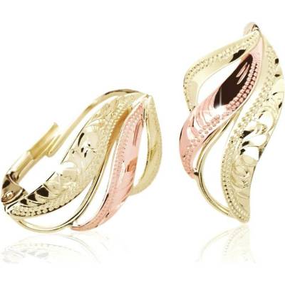 Cutie Jewellery - gold Zlaté ručně porývané náušnice M409