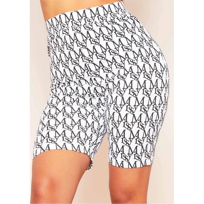 Missy Empire Къси панталони Missy Empire High Waist Missy Print Branded Cycle Shorts - White