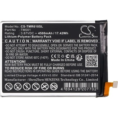 Cameron Sino T Phone Pro 5G (2022) CAMERON SINO Li-Polymer батерия 3.87V / 4500mAh, съвместима с T-Mobile TM001, ЧЕРНА CS-TMR610SL (CS-TMR610SL)