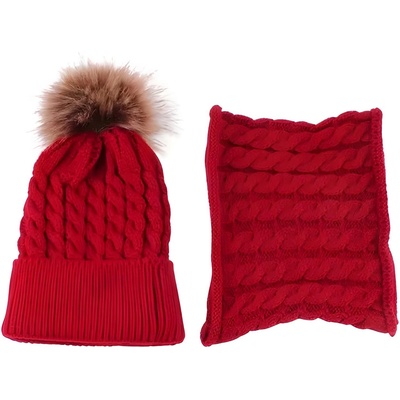 HARAHU Детска шапка и тунелен шал - Червена kp21521 (21521)