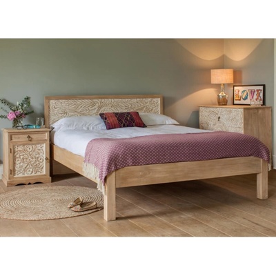AV interiery Sita Bed masiv mango s vyřezávanými ornamenty