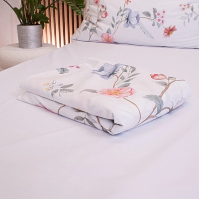Takoy Prostěradlo na postel 250x250 bavlněný satén romantické květiny Ada-HT-00904 | 250x250 cm prostěradlo na postel