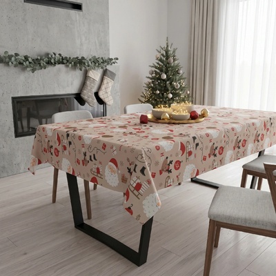 Mybesthome Vánoční ubrus Natale MAGIC I. béžová motiv E 130x230 cm