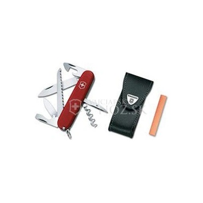 Victorinox Camper červený, čierne puzdro, brúsny kameň