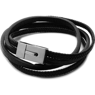 BM Jewellery Pánský kožený náramek z chirurgické oceli S335130