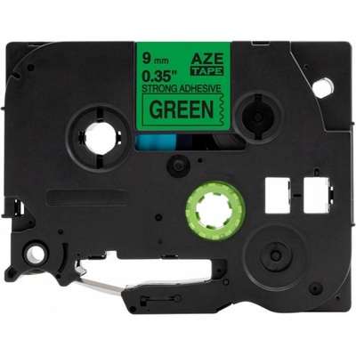 Compatible Съвместима лента с Brother TZ-S721 / TZe-S721, 9mm x 8m, екстра лепило черен печат / зелен фон (TZe-S721)