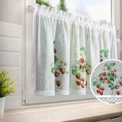 Dekorační krátká vitrážová záclona do kuchyně BERRIES 150x60 cm MyBestHome