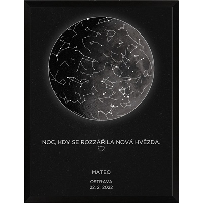 Plakát MĚSÍC s HVĚZDNOU OBLOHOU Rozměr plakátu: A3 (29,7 x 42 cm), Rámeček: Bez rámečku, Počet osob, Text: 1 osoba vlastní text