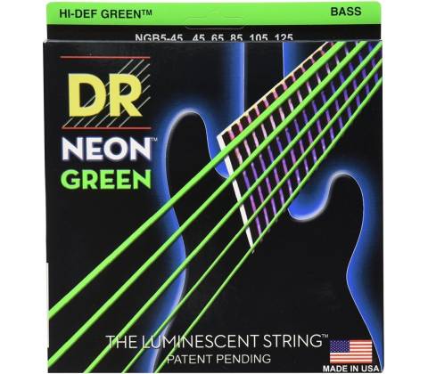 DR Strings DR Neon Green Bass 5 String Medium