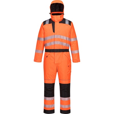 Portwest hi-vis pw352 / Зимен водоустойчив гащеризон, светлоотразителен - hv оранжев/черен m (pw352obrm)