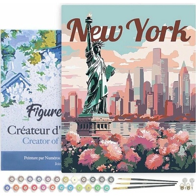 Figured ART Malování podle čísel VINTAGE ROZKVETLÝ NEW YORK na rámu 40 x 50 cm