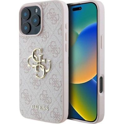 GUESS Предпазен калъф Guess PU 4G Metal Logo за iPhone 16 Plus, розов (GUHCP16M4GMGPI)