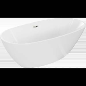 Mexen Eris свободностояща вана 180 x 80 см, бяла, преливна четкана никел (53441808000-97)