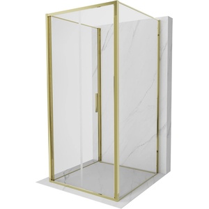 Mexen Exo-F 3S душ кабина 3-стенна сгъваема 100 x 100 см, прозрачна, златна (816-100-100-50-00-3S)