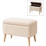 TopMebel Viona TopMebel плюшена табуретка с място за съхранение в бял цвят 60x30x48cm