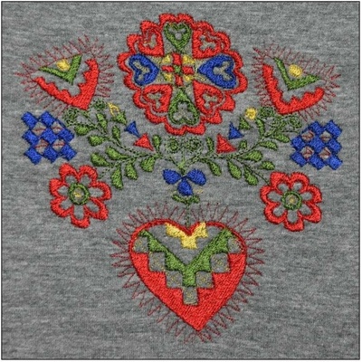 Folklórní triko Mrňús výšivky šedá
