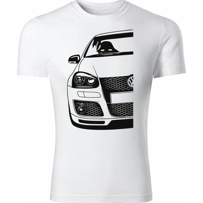 T-ričko Volkswagen Golf Mk5 GTi Half pánske tričko bledosivá čierna