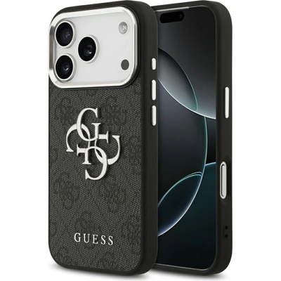 GUESS Предпазен калъф Guess PU 4G Metal Logo за iPhone 17 Pro, черен (13923)
