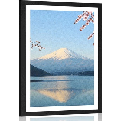 Plakát s paspartou výhled z jezera na Fuji - 40x60 white