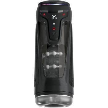 PDX Elite Moto-Bator Pro - перлен, затоплящ тласкащ мастурбатор (черен)