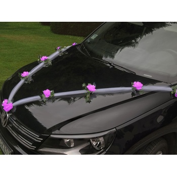 Girlanda na auto - tylová šerpa s růžemi - krémovorůžová - 1ks