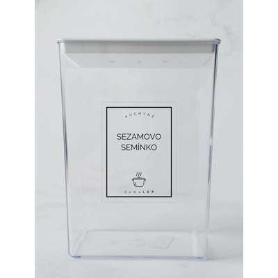 DomaLEP SEZAMOVO SEMÍNKO průhledná samolepka na dózu základní písmo 6 x 8 cm