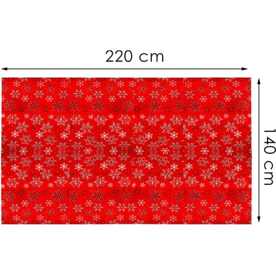 SPRINGOS Vánoční ubrus s vločkami 220x140 cm červený vánoční dekorace CA1221-XG
