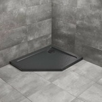 Radaway Петоъгълно душ корито Radaway Doros PT E Stone 100x90 см, черно акрилно, дясно (SDRPT1090-01-54SR)