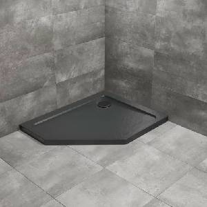Radaway Петоъгълно душ корито Radaway Doros PT E Stone 100x90 см, черно акрилно, дясно (SDRPT1090-01-54SR)