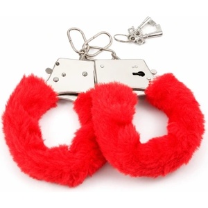 LateToBed Белезници с пух "latetobed furry red" Леки