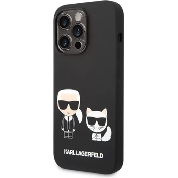 KARL LAGERFELD Калъф Karl Lagerfeld and Choupette liquid silicone, За iPhone 14 Pro, Черен (KLHCP14LSSKCK)