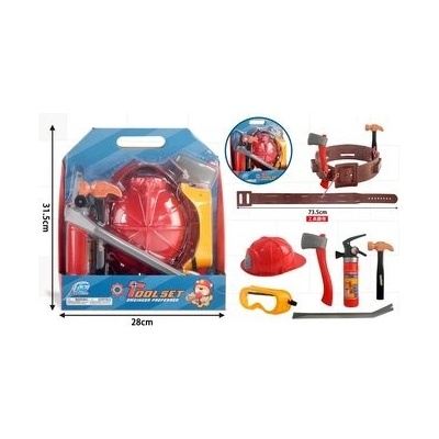 Hasičský set s helmou a opaskem, 7 prvků; 31,5x28cm,,