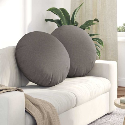 vidaXL Възглавници за седалки 2 pcs Таупе Ø60 x 21 см текстил (42014200)