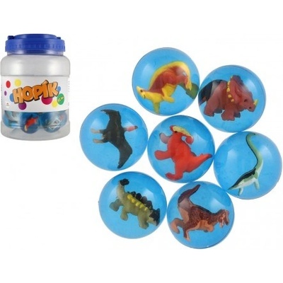 Loptička hopík s dinosaurom 4cm mix druhov 32ks v dóze