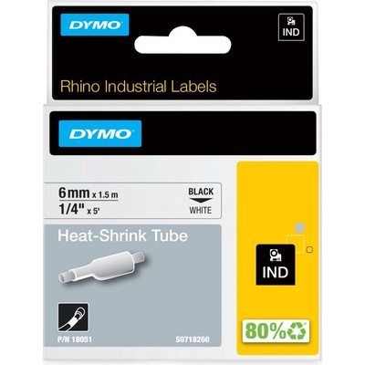 DYMO Лента за етикетни принтери Dymo Shrink tubing - 18051 - Black on White - PN 18051 (18051)