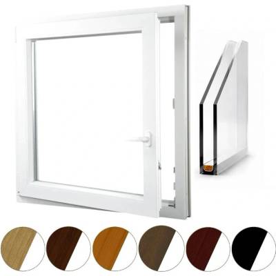 Aluplast Jednokřídlé okno otvíravé a sklopné, 700-790 x 500-540 mm ořech levé Dvojsklo Ug=1,1