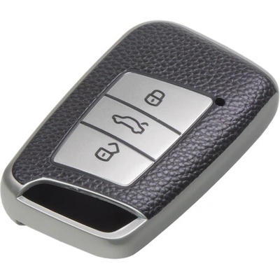 TPU obal pro klíč VW Passat B8, stříbrný-kůže , 484VW123LS