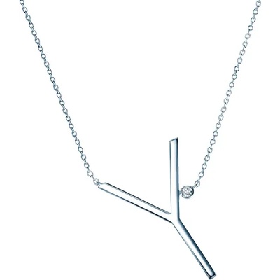 SAVICKI Колие с буква Y: сребро. бял сапфир