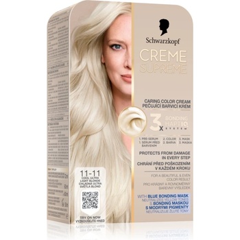 Schwarzkopf Creme Supreme перманентната боя за коса цвят 11-11 Cool Ultra Light Blonde 60ml