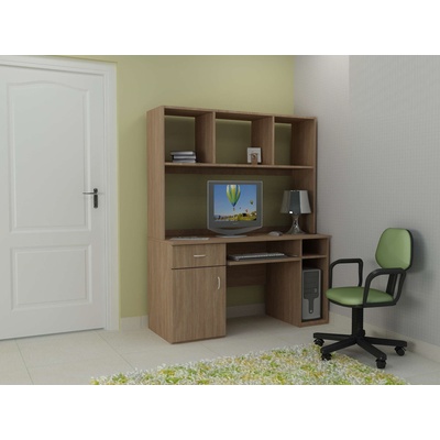 DST Офис бюро Kami-dst, с надстройка, дъб амбер