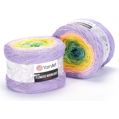 Yarn Art Příze Flowers Moonlight 3285 mentol, zelená, žlutá, fialková