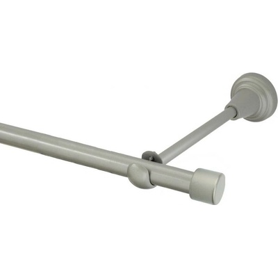 OK-GarnýžeCZ Garnýž kovová jednořadá 16mm Pullo stříbrná mat 220 cm do stěny / na tunýlek - bez kroužků