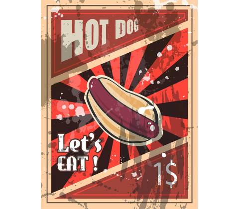 Ceduľa Hot Dog Lets Eat