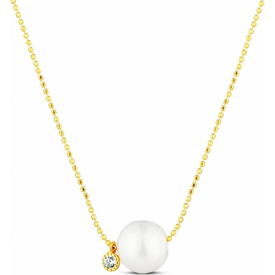 JwL Luxury Pearls Jemný náhrdelník s bílou perlou a třpytivým zirkonem JL0860