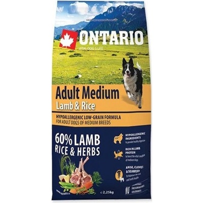 Ontario Adult Medium Lamb & Rice 0,75 kg