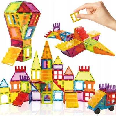 MalPlay Magnetické stavebné kocky edukačné dlaždice puzzle 85 ks