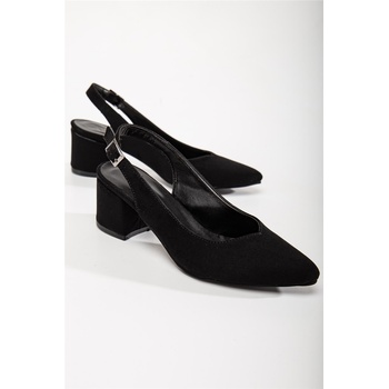 Moda Trend Дамски велурени обувки с ток - Черни #367308 (367308_Черно)