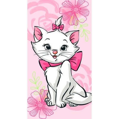 JERRY FABRICS Osuška Kočička Marie pink flower 70x140 cm