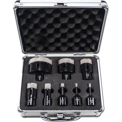 XTLINE Sada vykružovacích diamantových korunek 8 dílů | 6-68 mm, hliníkový box
