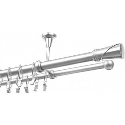 Garol Stropní kovová garnýž dvojitá Monako new stříbrná exclusive komplet 400 cm